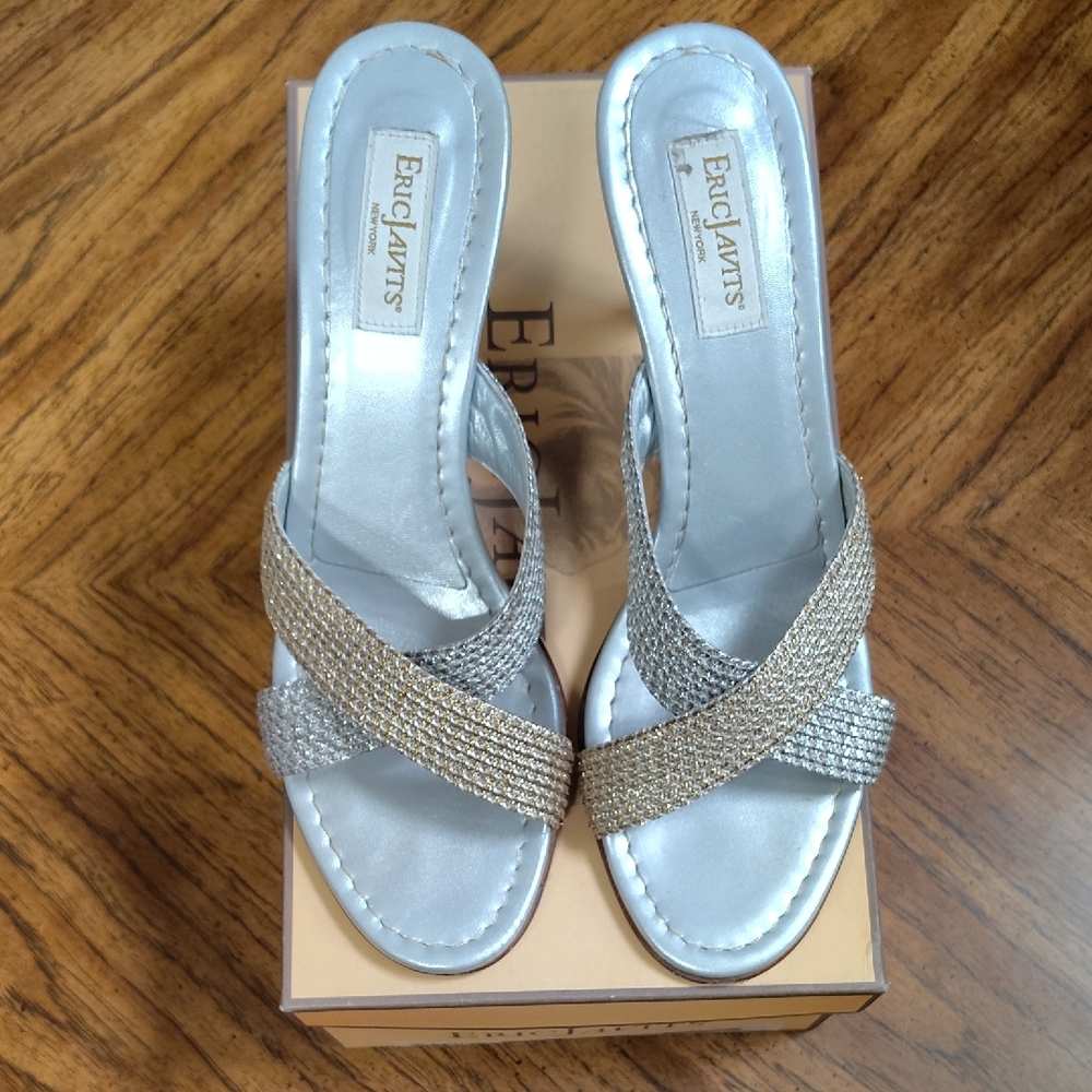 Eric Javits Metallic Silver and Gold Heels